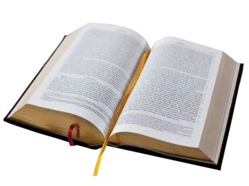 an open book on a white background