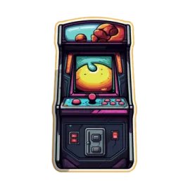 an old arcade machine with a cartoon character on it