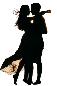 silhouette of a man and woman dancing