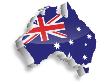 a map with the flag of australia