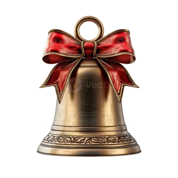 a bell with a red bow on it