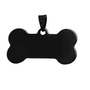 a black dog bone pendant on a white background