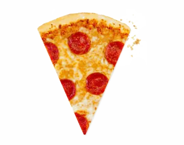 a slice of pizza on a white background