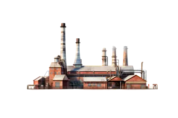 an image of a factory with smoke stacks