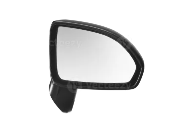 a black side view mirror on a white background