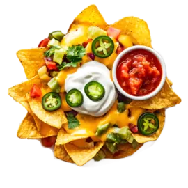 a plate filled with chips and salsa sauce