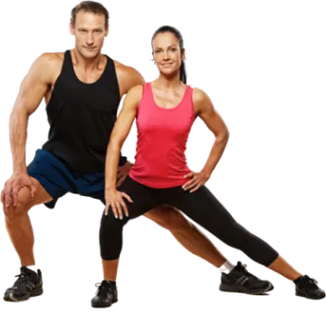 a man and woman in a dance pose