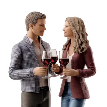 a man and woman holding glasses of wine