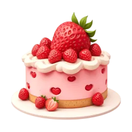 a pink cake with strawberries on top