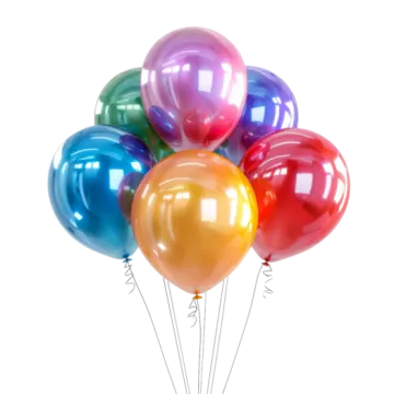 a bunch of balloons on a white background