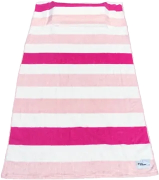 a pink and white striped towel on a white background