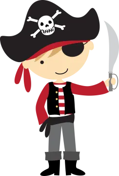 a little boy dressed as a pirate with a sword