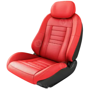 a red leather car seat on white background
