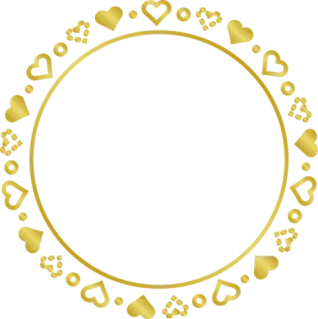 a gold frame with hearts and hearts around it