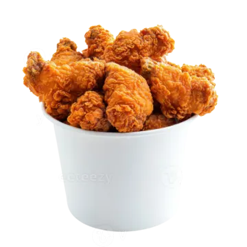 a white bowl filled with fried chicken