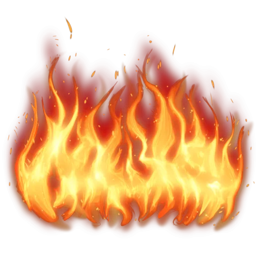 a burning fire on a white background