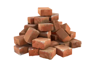 a pile of bricks on a white background