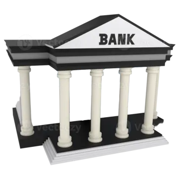 a bank building on a white background