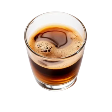 a glass of coffee on a white background