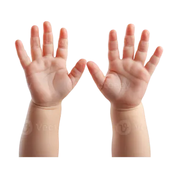 a child's hand showing two fingers