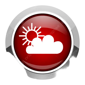 a red button with a weather icon on it