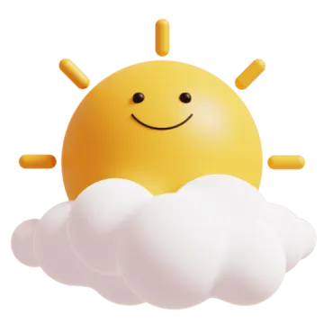 a smiling sun sitting on top of clouds