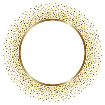 a gold circle frame with small dots