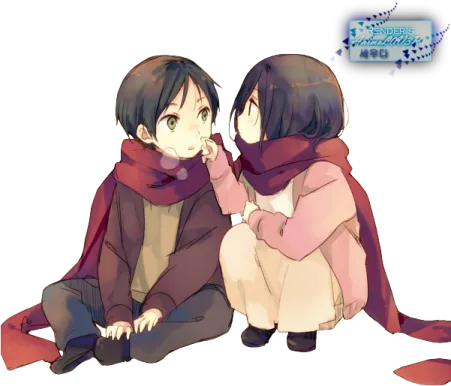 two anime characters sitting on the ground, one is kissing and the other is hugging