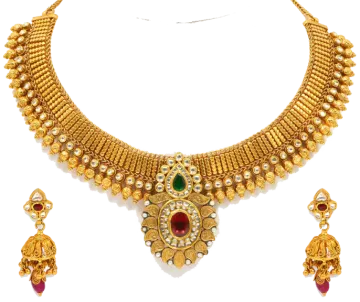 a gold necklace and earrings set