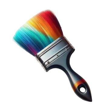 a paint brush with rainbow colored hair