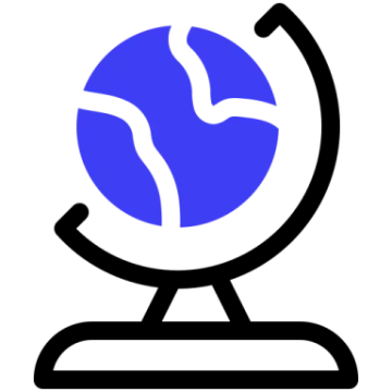 a blue globe on a white background