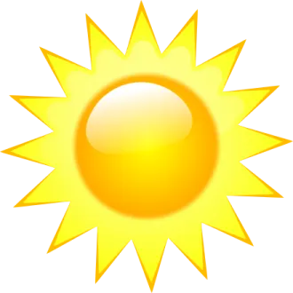 a yellow sun with rays