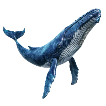 a blue whale is jumping in the air