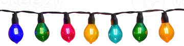 colorful christmas lights on a white background