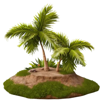 a small island with two palm trees