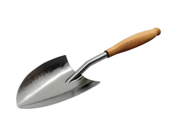 a shovel with a wooden handle