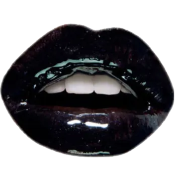 a close up of a black lip