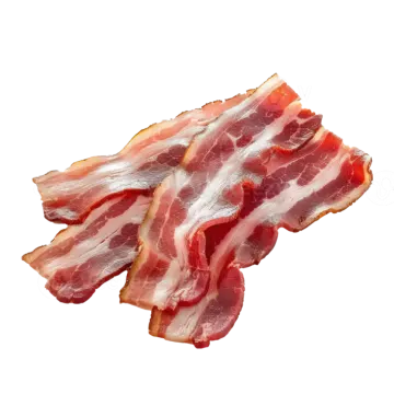 sliced bacon on a white background