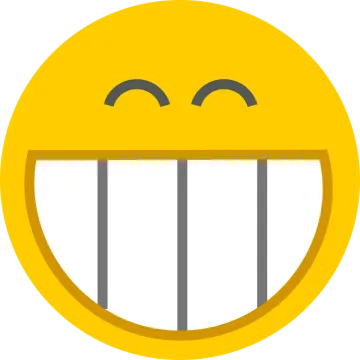 a yellow smiley face with two teeth