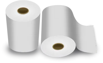 three rolls of toilet paper on white background