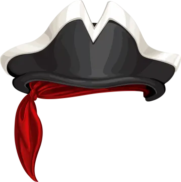 a pirate hat with a red scarf
