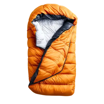 an orange sleeping bag on a white background