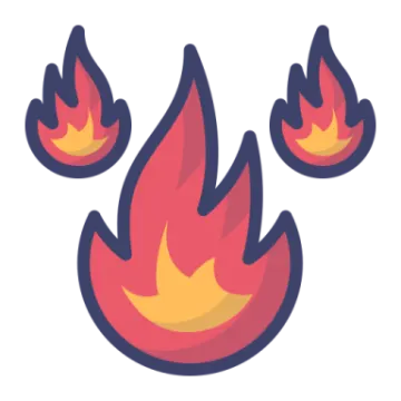 a fire with four flames on it