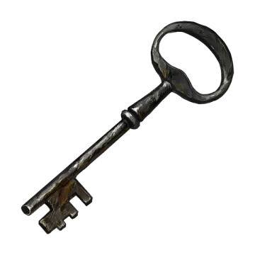 an old key on a white background