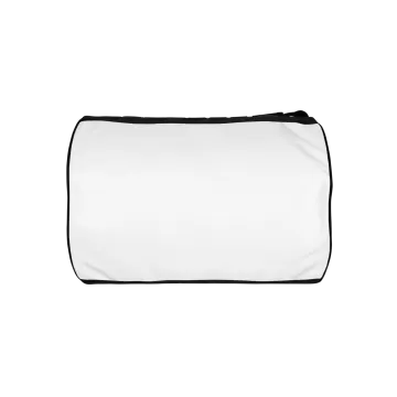 a white bag with black trim