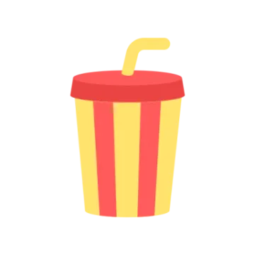 a red and yellow cup with a straw