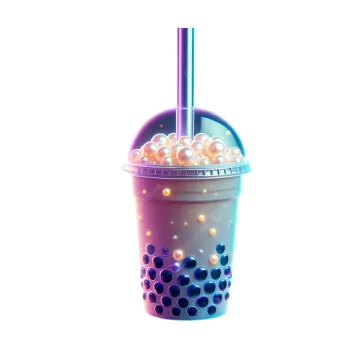 a cup filled with lots of balls and a straw