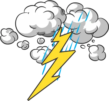 a lightning with clouds in the background