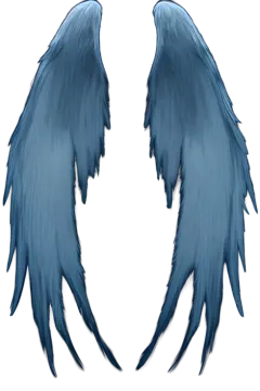 a pair of blue wings on a white background