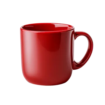 a red coffee mug on a white background